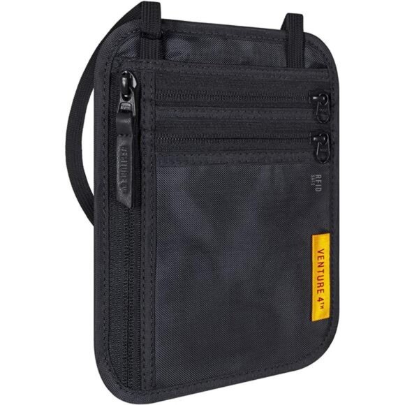 Slim Passport Holder Neck Pouch with RFID Blocking Travel Neck - Picture 1 of 7